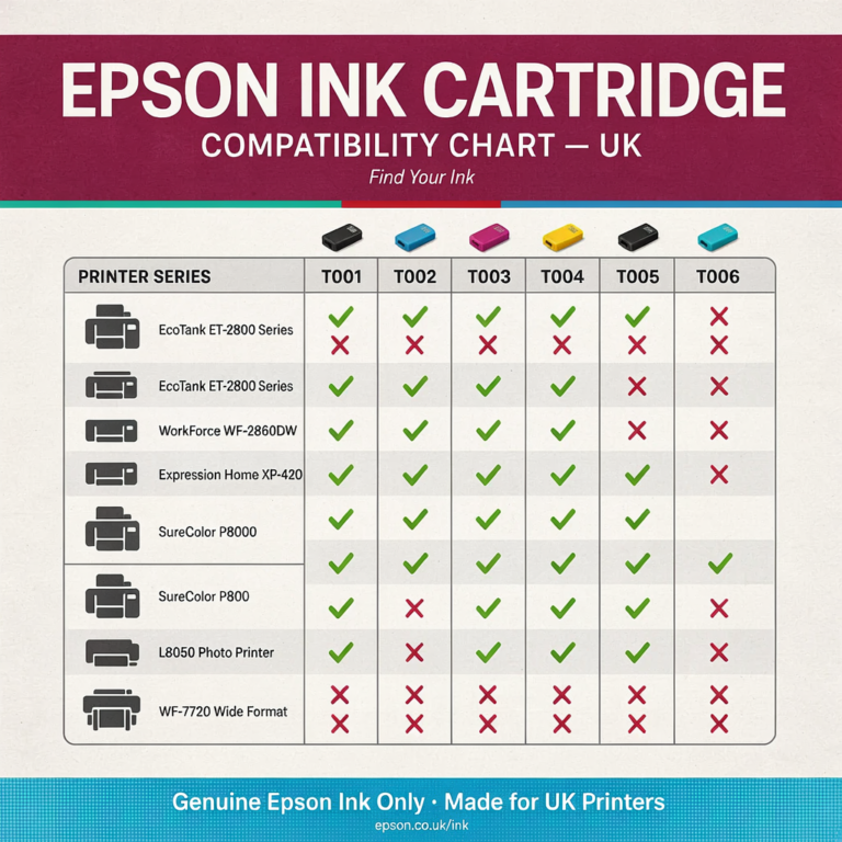 Epson Ink Cartridge Compatibility Chart UK Find Your Ink